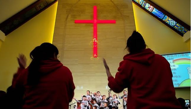 A worship service at a Chinese church. (EPA-Yonhap)