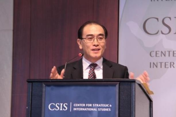 Thae Yong-ho speaks at the Center for Strategic and International Studies in Washington on Oct. 31, 2017. (Yonhap)