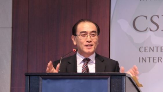 Thae Yong-ho speaks at the Center for Strategic and International Studies in Washington on Oct. 31, 2017. (Yonhap)