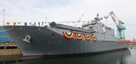 The 4,900-ton No Jeok Bong landing ship for the South Korean Navy. (Yonhap)