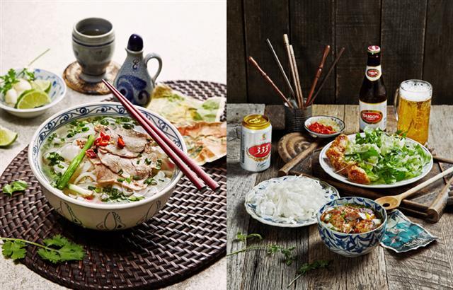 분짜라붐에서는 매장에서 직접 뽑은 생면을 이용한다. 하노이식 쌀국수(왼쪽), 분짜와 넴(튀긴 롤만두)이 대표메뉴다.