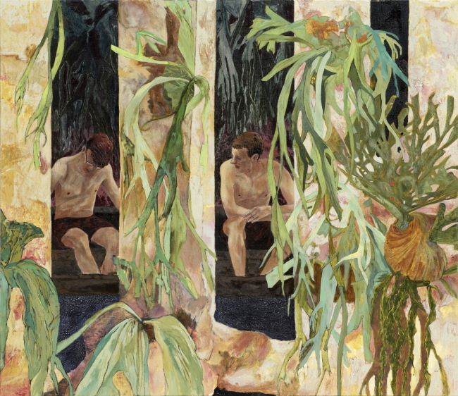헤르난바스, two bathers by a river, 2017, Acrylic on linen, 213.4 x 182.9 cm [사진제공=Courtesy of the artist, Lehmann Maupin, New York and Hong Kong, and PKM Gallery, Seoul]