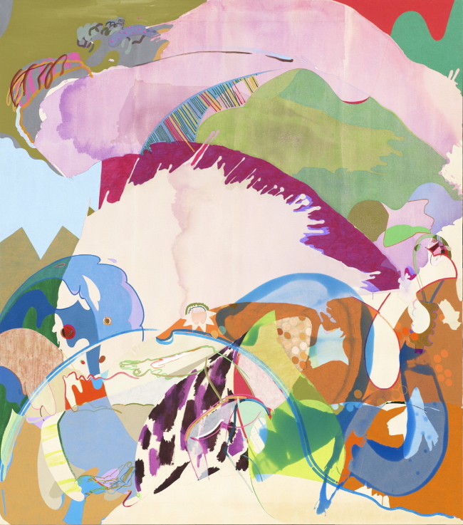 B stubborn 2015-17, Acrylic, color pencil, graphite, charcoal and marker
on canvas, 208 x 185 cm [Courtesy of the artist and PKM Gallery]