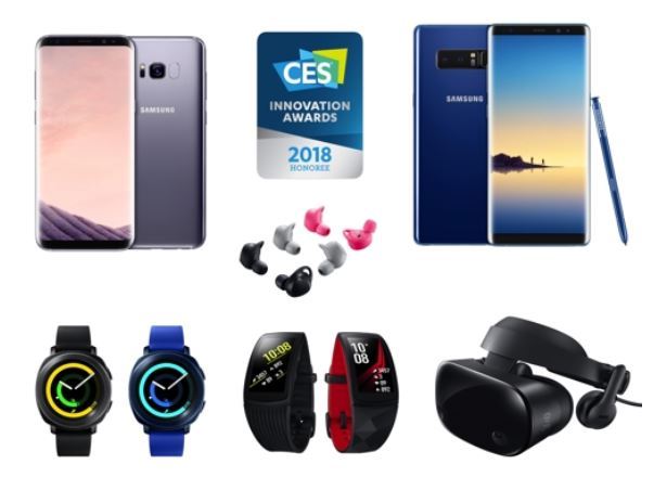Shown in the composite image are Samsung Electronics Co.'s products which won the "Innovation Honoree" title from the Consumer Electronics Show 2018 Innovation Awards. The image was provided by the company on Nov. 10, 2017. (Yonhap)