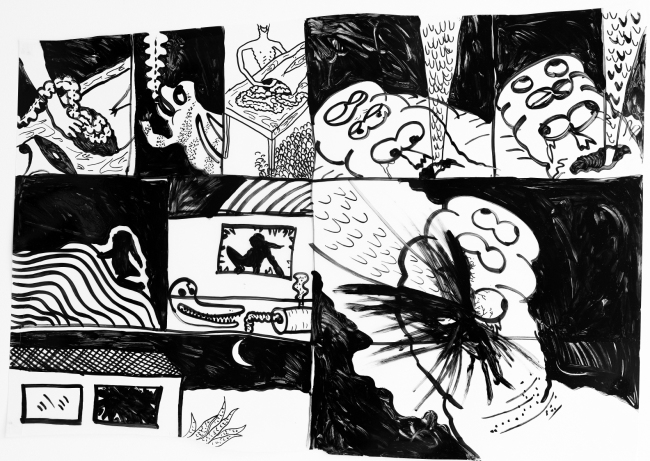 심래정, 고자질하는 심장, 2016, 확산지 위에 페인트 마카, 가변크기 [사진제공=금호미술관]