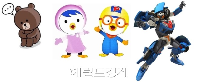 캐릭터 한류를 선도하고 있는 브라운과 뽀로로ㆍ루피, 그리고 또봇. [사진=헤럴드경제DB]