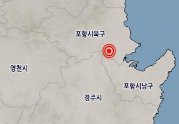포항 지진 발생지점[사진=연합뉴스]