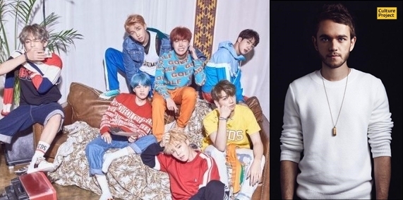 BTS, left, and Zedd (Big Hit Entertainment and Hyundai Card)