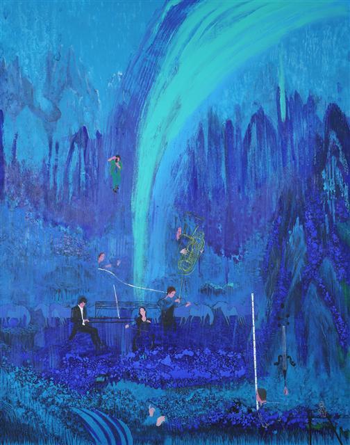 전명자, 오로라를 넘어서, 130×162cm, oil on canvas, 2017 [제공=선화랑]