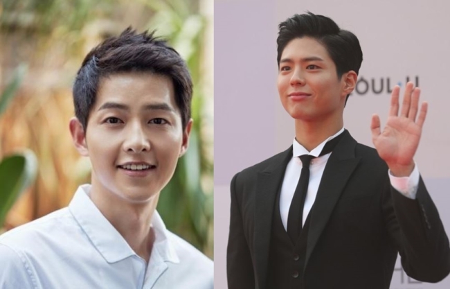 Song Joong-ki (left) and Park Bo-gum (Blossom Entertainment/ Yonhap)