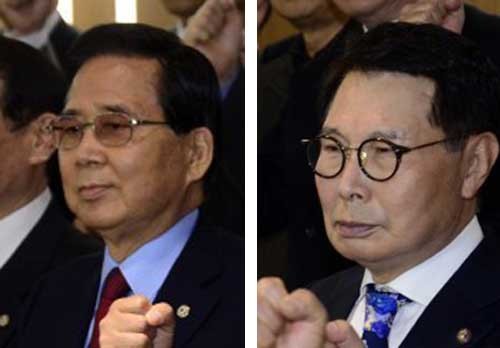 구재태 전 경우회장<왼쪽>과 오호석 유흥음식업중앙회장.