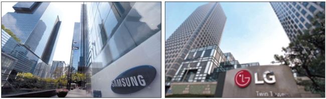 미국 국제무역위원회(ITC)가 미국으로 수입되는 한국산 세탁기에 대해 50%의 고관세를 물리는 권고안을 채택하면서 국내 가전업계에 적잖은 피해가 우려된다. 사진은 삼성전자와 LG전자 사옥 모습. [헤럴드경제DB]