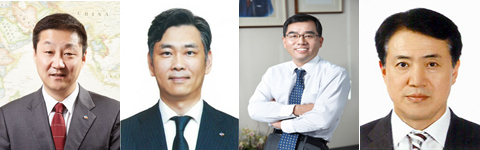 [(왼쪽부터)CJ제일제당 신현재 대표이사,CJ주식회사 김홍기 공동대표이사,CJ제일제당 강신호 식품사업부문 대표,CJ대한통운 손관수 공동대표]