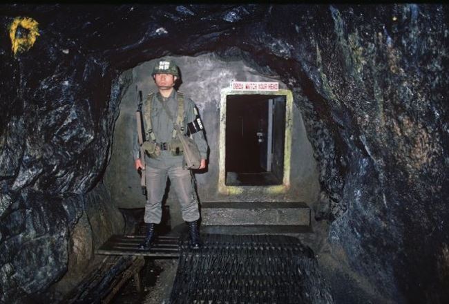A South Korean soldier guards a North Korean infiltration tunnel (Korean Demilitarized Zone)