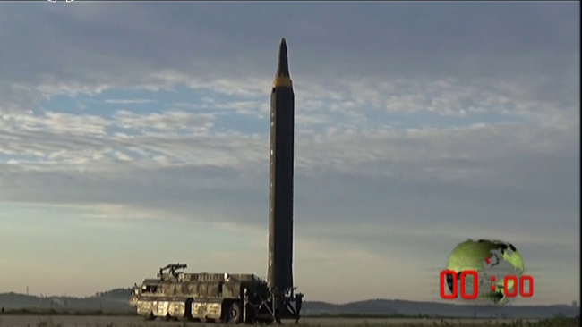 An image from the footage of the Sept. 15 missile launch released by North Korea`s state news agency. Yonhap
