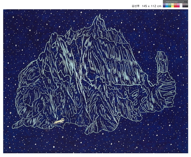 김선두, 독도 작은리조트, 145x112cm, 장지에분채, 2017. [사진제공=라메르에릴]