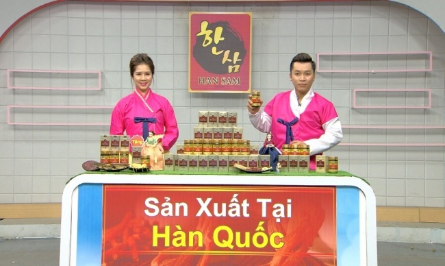 CJ오쇼핑의 베트남 현지 합작법인인 SCJ TV쇼핑에서 방영중인 한국 홍삼 판매 방송.