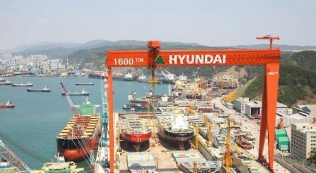 This photo shows Hyundai Heavy Industries Co.'s shipyard in Ulsan, South Gyeongang (Yonhap)