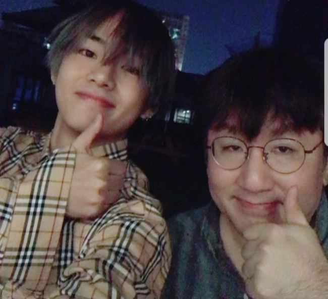 BTS` V with Bang Shi-hyuk (BTS` Instagram)