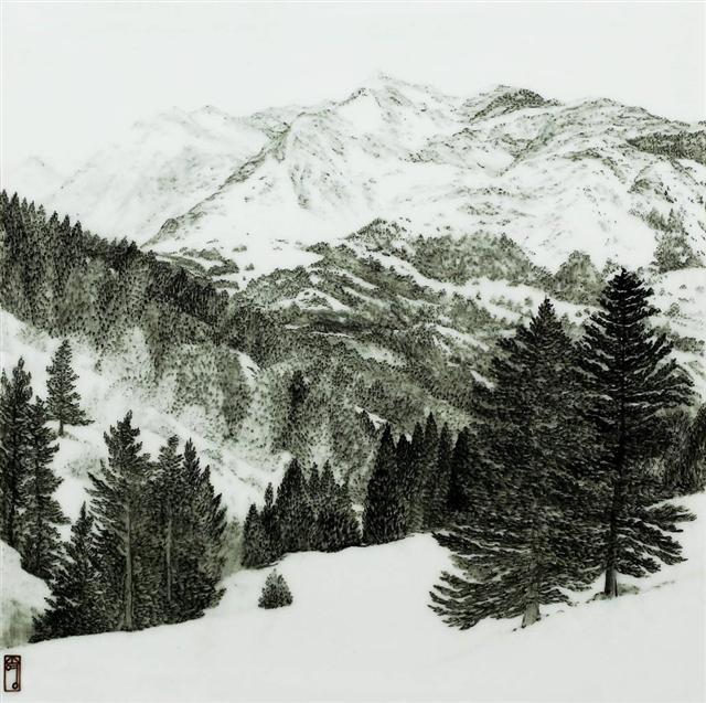 권소영, Landscape, Painting On Ceramic, 25×25cm, 2016 [제공=슈페리어갤러리]