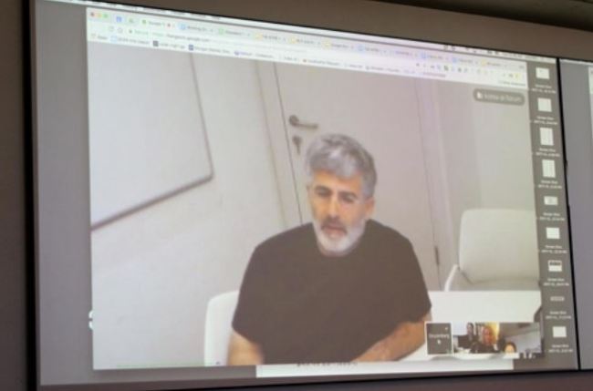 Hadar Shemtov, an engineer at Google Inc.`s search quality team, talks to reporters in Seoul through a video conference on Dec. 5, 2017. (Yonhap)