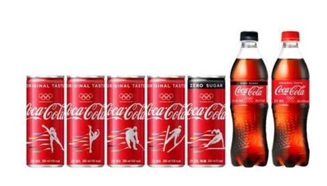 This image provided by Coca-Cola Beverage Co. on Dec. 6, 2017, shows its products with drawings of athletes to mark the PyeongChang 2018 Winter Games, which will be held in the alpine county of PyeongChang, 180 kilometers east of Seoul, from Feb. 9-25. (Yonhap)
