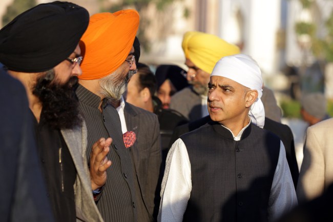London Mayor Sadiq Khan (right)