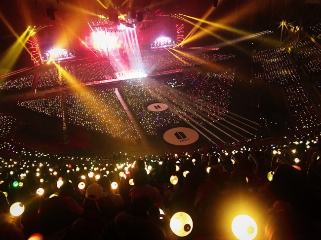 BTS performs during its concert in Seoul on Sunday. (Big Hit Entertainment)
