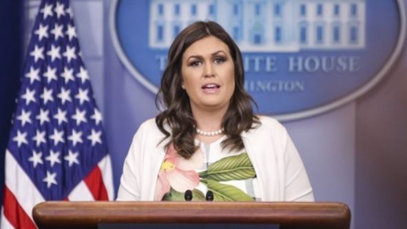 White House press secretary Sarah Sanders. (EPA-Yonhap)