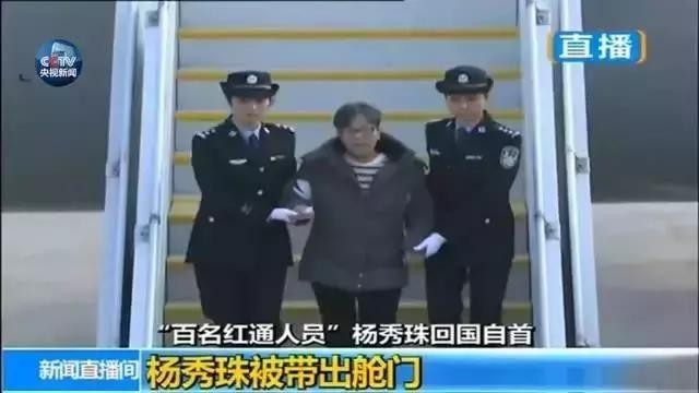 해외에서 13년간 도피한 양수주가 11월 16일 중국에 도착해 비행기에서 내리는 모습. 사진=CCTV캡처