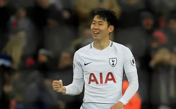In this Reuters file photo taken Dec. 9, 2017, Son Heung-min of Tottenham Hotspur celebrates a goal against Stoke City in their Premier League match at Wembley Stadium in London. (Yonhap)