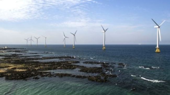 The Korea South-East Power Co. opens South Korea's first commercial wind power plant on the southern island of Jeju on Nov. 17, 2017. Wind turbines are shown in this photo provided by the state-run utility company. (Yonhap)