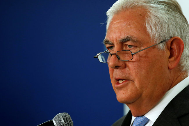 US Secretary of State Rex Tillerson delivers remarks on the US-Korea relationship during a forum at the Atlantic Council in Washington, US December 12, 2017. (Reuters-Yonhap)