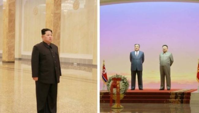 North Korean leader Kim Jong-un pays tribute to his late father Kim Jong-il at the Kumsusan Palace of the Sun on Dec. 17, 2017, the sixth anniversary of his death, in this photo released by the North's state media. (For Use Only in the Republic of Korea. No Redistribution) (Yonhap)