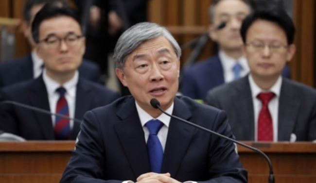 Choe Jae-hyeong, the nominee for the chief of the Board of Audit and Inspection (BAI), speaks during a parliamentary confirmation hearing at the National Assembly in Seoul on Dec. 21, 2017. (Yonhap)