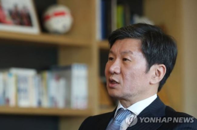This file photo taken on Dec. 28, 2017, shows Korea Football Association President Chung Mong-gyu at his office in Seoul. (Yonhap)