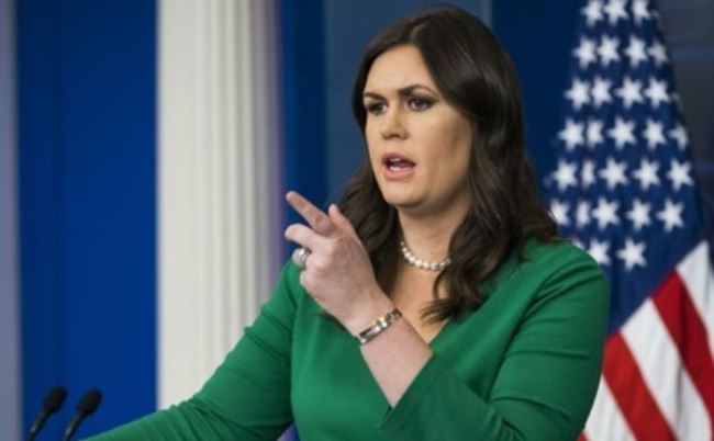 This EPA file photo shows White House press secretary Sarah Sanders. (Yonhap)