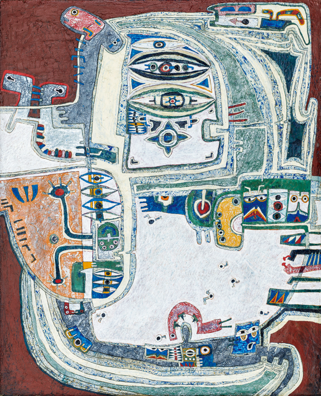 곽덕준, 길 잃은 너구리 (Raccoon Took a Wrong Turn), 1967, 판넬에 석고, 호분, 수지, 수채, 아크릴, 162 x 132 cm [사진제공=갤러리현대]