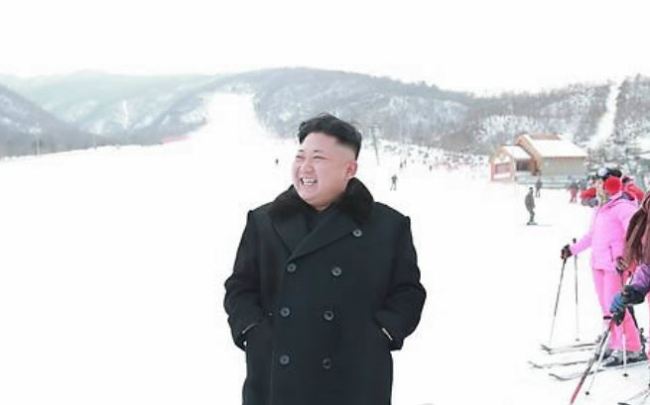 This photo, carried by North Korea's media on Dec. 31, 2013, shows North Korean leader Kim Jong-un inspecting the Masikryong Ski Resort on the North's east coast. (Yonhap)
