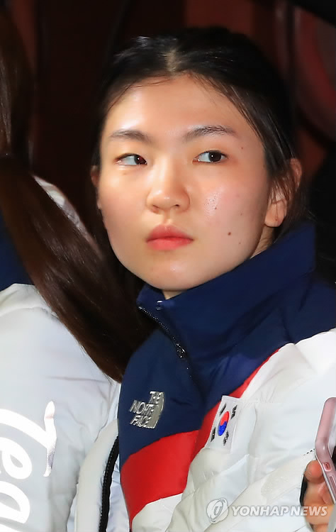 South Korea's short track speed skater Shim Suk-hee participates the team launch ceremony in Seoul on Jan. 24, 2018. (Yonhap)