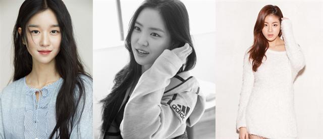 올리비아로렌 모델 서예지(왼쪽부터), 아디다스 모델 손나은, 올리비아하슬러 모델 강소라.  [제공=각사]