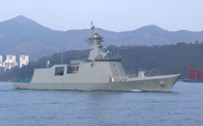South Korean Navy's new guided missile frigate, the Daegu, in an undated photo provided by the Defense Acquisition Program Administration. (Yonhap)