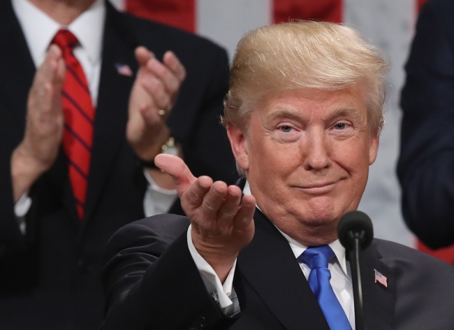 President Donald Trump during the State of the Union address on Ja. 30. In the address, Trump said that the country's nuclear capabilities will be modernized, and highlighted North Korea's human rights violations. Yonhap