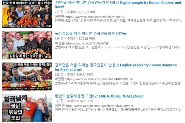 Screenshot of Josh's video thumnails (YouTube)