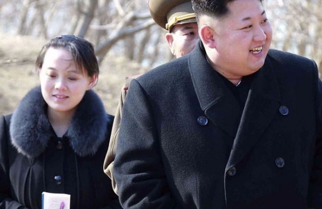 North Korean leader Kim Jong-un, right, and sister Kim Yo-jong. (AP)