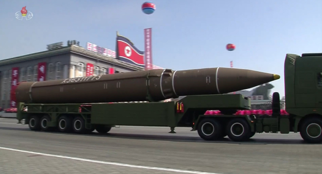 Hwasong-14 appears during North Korea's military parade in Pyongyang. Yonhap