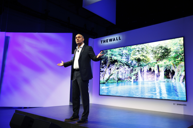 Samsung unveiled "The Wall," the world's first modular 146-inch micro LED TV at CES in January.