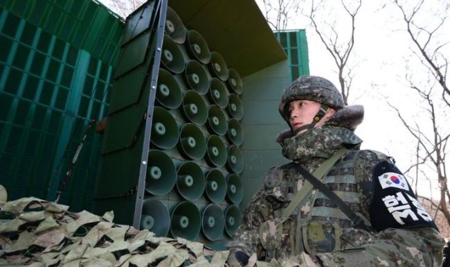 Loudspeakers near the Gyeonggi border (Yonhap)