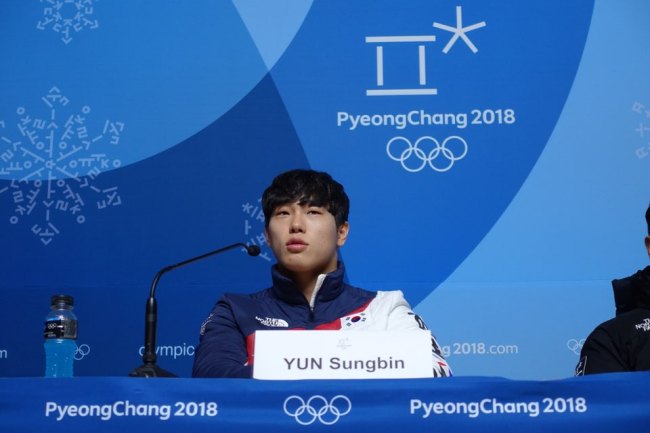 South Korean skeleton slider Yun Sung-bin speaks Wednesday during his press conference at Main Press Center in PyeongChang, Gangwon Province. (Photo by Bak Se-hwan/The Korea Herald)
