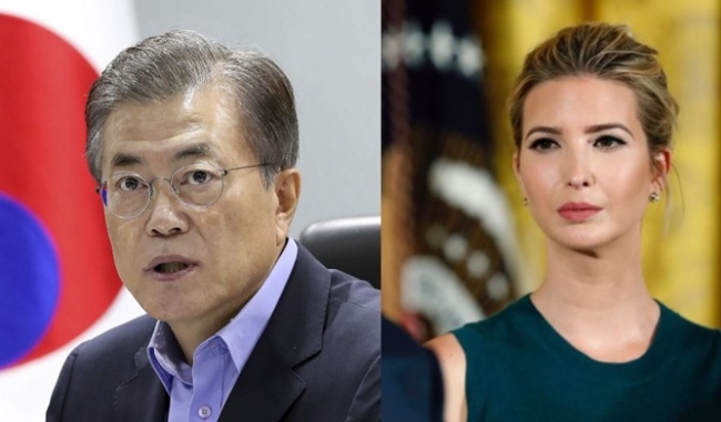 South Korean President Moon Jae-in, left, and Ivanka Trump (AP)